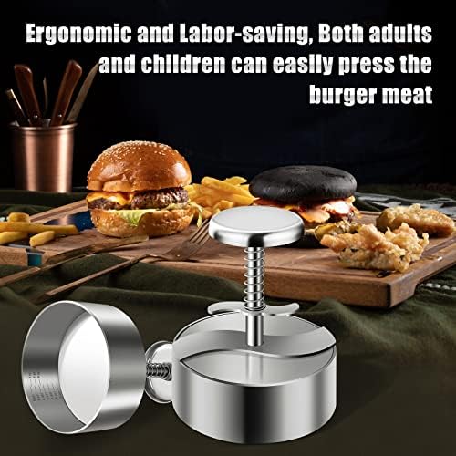 Burger Press, Adjustable Hamburger Meat Press, 304 Stainless Steel Non Stick Patty Press, BPA Free, Suitable for Beef, Burgers and Cooking, Ideal for BBQ and Homemade Hamburge