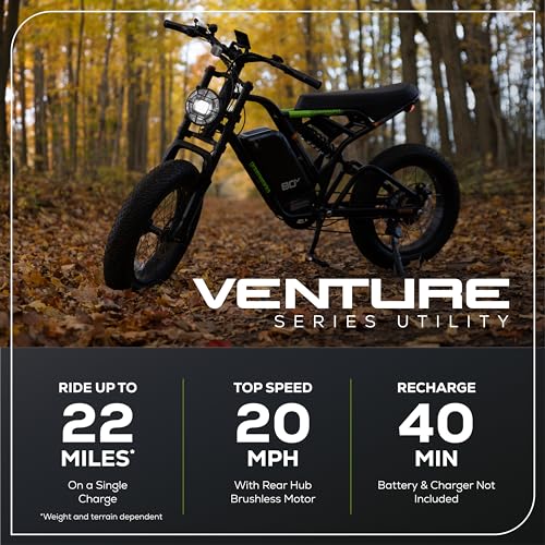 Greenworks 80V 20" All-Terrain Fat Tire Electric Bike for Adults (750W Brushless Rear Hub Motor), 7-Speed, Up to 20 MPH, Dual Disc Brakes, Pedal Assist, Battery Not Included