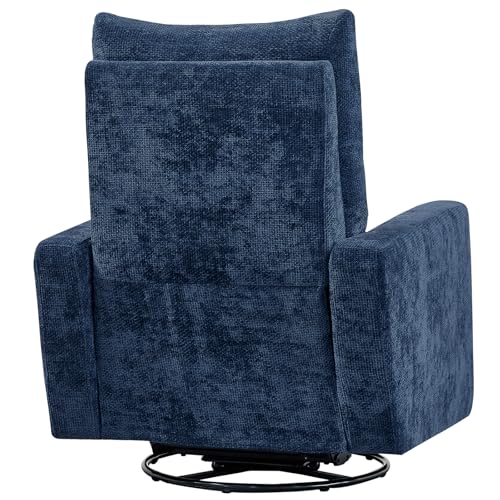 Power Swivel Rocker Recliner Chair Set of 2, 270° Swivel Rocking Chair for Adults Living Room Nursery Bedroom Electric Glider Reclining Single Sofa with USB Port Infinite Position Backrest (Dark Blue)