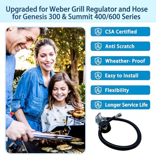 32” Propane Regulator with Hose,Propane Regulator Fit for Napoleon Grills(LEX,Rogue,Prestige Series Grills),and for Weber Grills(Genesis,Spirit,Summit Series Grills),Model S85001,67069,7501 etc.