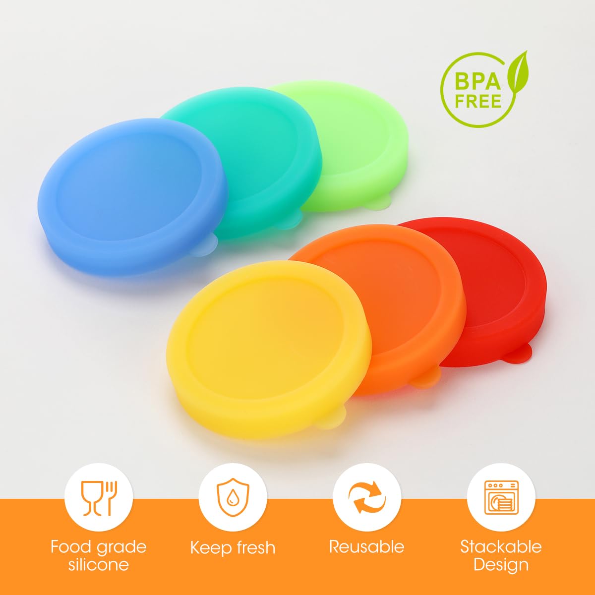 Aieve Silicone Soda Can Lids, Reusable Can Covers/Toppers for Soda, Can Saver for Soda, Pop, Coke, Beverage, Fits Slim Standard Mini Cans (6 Pack, Assorted, BPA-Free)