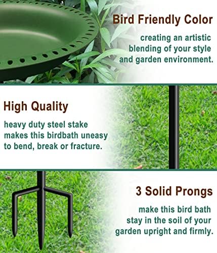 Garbuildman 28-inch Lightweight Birdbaths Antique Decoration Detachable Birdfeeder & Bird Bath for Outdoor Garden, Oblong Dark Green
