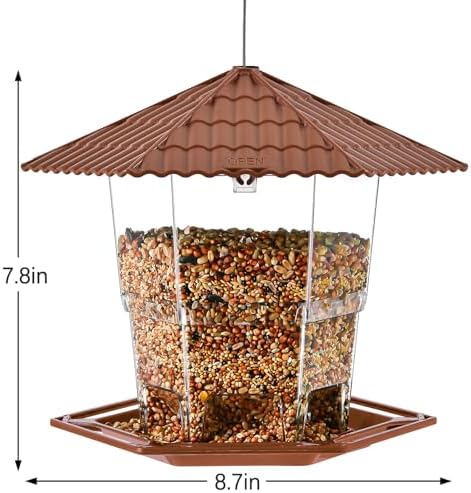 Bird Feeders for Outdoors Hanging Bird Feeder Wild Bird Seed, Brown 2 Pack B