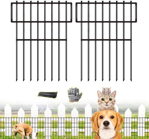 Animal Barrier Fence No Dig 10pcs Garden Fence 10.8ft(L) X17 H Dog Fence Panels 1.5" Gap No Dig Garden Borders for Yards, Metal Fence Panels Outdoor Rustproof