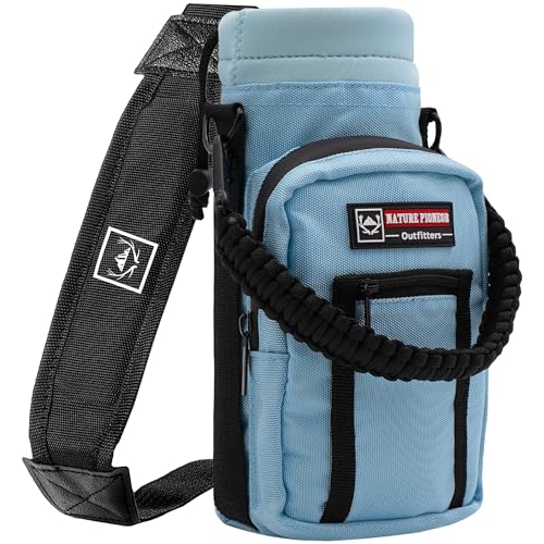 NATURE PIONEOR Water Bottle Holder with Strap 25 32 40 64 oz Insulated Water Bottle Carrier Sling Sleeve for Hiking,Outdoor Camping,Gym