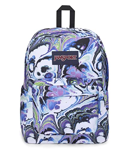 JanSport SuperBreak Backpack - Class, Travel, or Work Bookbag with Water Bottle Pocket - Marble Mood Blue Iolite