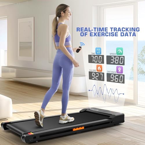 ANCHEER Under Desk Treadmill, 300LBS Capacity Compact Treadmills for Home/Office, 2.5HP Portable Walking Pad Treadmill with Remote Control Walking Jogging Running Exercise Machine