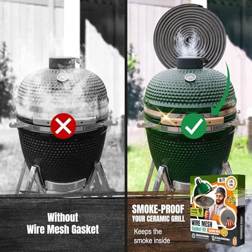 Big Green Egg Gasket Replacement Large/XL/XXL - 16 FT Wire Mesh Gasket - Fiberglass BGE Gasket - Compatible with Big Green Egg - Accessories & Parts for Grill by Smoker Chef