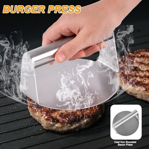 22PCS Blackstone Griddle Accessories, Flat Top Grill Accessories for Blackstone and Camp Chef, Griddle Spatula Set with Metal Spatula, Enlarged Spatulas, Basting Cover, Scraper for Outdoor Barbecue