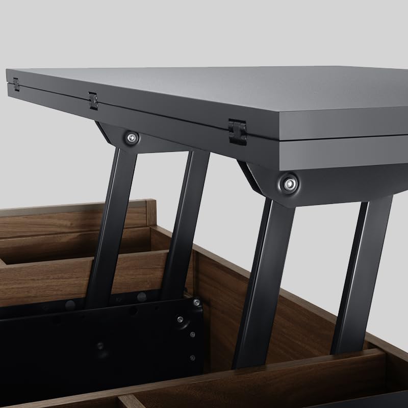 ALIVING Coffee Table, 47.2" Lift Top Coffee Table with 4 Storage Drawers and Rounded Edges, Farmhouse Center Table with Wooden Lift Tabletop, for Living Room,Walnut