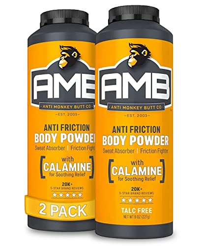 Anti Monkey Butt Body Powder for Women and Men Anti Chafing and Anti Itch Foot Powder with Calamine, Absorbs Sweat and Fights Friction, Talc Free Hypoallergenic Formula, 8 oz