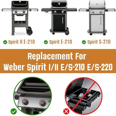 7635 15.3" Flavorizer Bars for Weber Spirit Grill Parts, Grill Replacement Parts for Weber Spirit I & II 200 Series, Spirit E210 S210 E220 S220 Gas Grill with Front Control Knobs, Porcelain-enameled