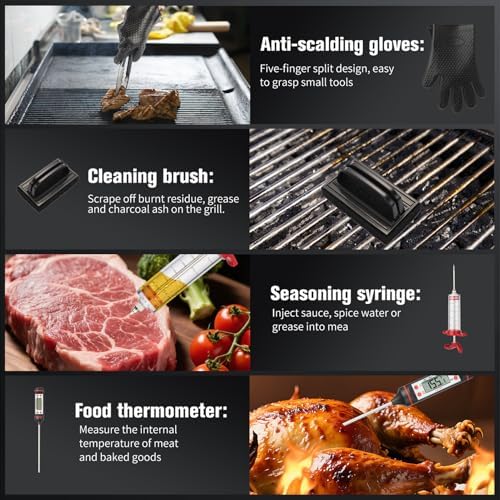 76PCS Griddle Accessories Kit – Flat Top Grill Tools Set with Spatulas, Scraper, Thermometer & Storage Bag – Outdoor Cooking Utensils for Camping, Hibachi, Tailgating & Backyard BBQ