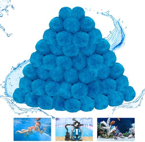 1.8 lbs Pool Filter Balls, New Upgrade Efficient Swimming Pool Filter Sand Alternative, Reusable Eco-Friendly Blue Filter Media Balls, Replace 70 lbs Filter Sand, Lasts for Several Seasons