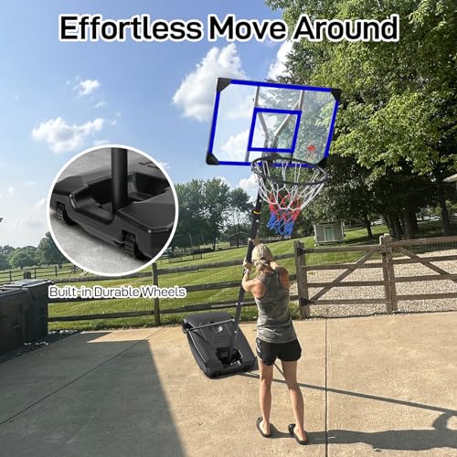 Yohood Kids Basketball Hoop Outdoor 4.82-8.53ft Adjustable, Portable Basketball Hoops & Goals for Kids/Teenagers/Youth in Backyard/Driveway/Indoor, with Enlarged Base and PC Backboard