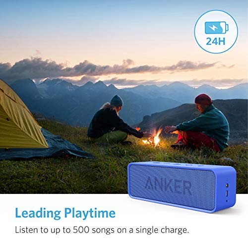 Anker Soundcore Portable Bluetooth Speaker - Ideal for Travel, 24-Hour Playtime, 66-Feet Range, Dual-Driver, Portable Wireless Speaker，Superior Sound, Low Distortion, Built-in Mic -Blue