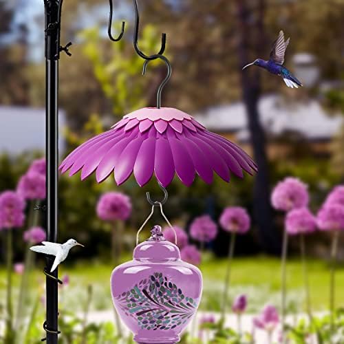 Baffle for Bird Feeder Cover With 3 Hooks - Suitable for Hummingbird and Wild Bird Feeders, Built-in Moat, Protective Hanging Cover, 14 Inches (Deep Purple)