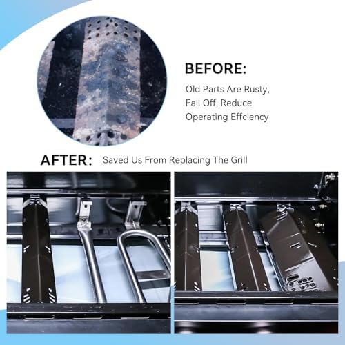Grill Replacement Parts for Dyna-Glo 5 Burner DGH485CRP, DGH474CRP, DGH483CRP, 4 Burner DGH450CRP, Grill Repair Kit for Revoace GBC1793W Grill, 70-02-411 Grill Heat Plates Tent, Burner Tubes