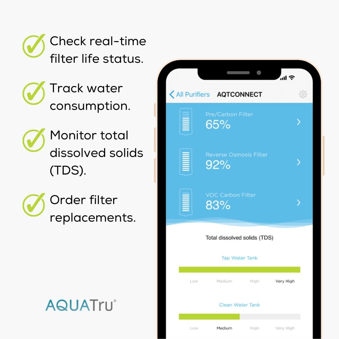 AquaTru Classic Smart Countertop Water Filtration Purification System for PFAS & Other Contaminants with Exclusive 4-Stage Ultra Reverse Osmosis Technology | with App & WiFi Capability