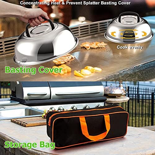 Griddle Accessories Kit, 131 PCS Griddle Grill Tools Set Stainless Steel Grill BBQ Spatula Set, Griddle Utensils Kit for Blackstone with Storage Bag for Men Women Outdoor Camping