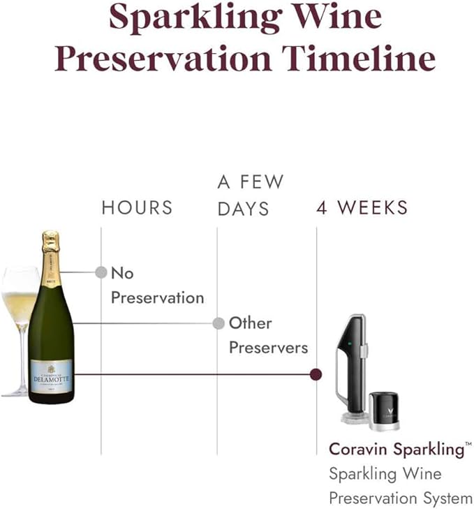 Coravin Sparkling Wine Preservation System - Preserve Wine for 4 Weeks - Wine Saver for Sparkling Wine - With Pure Sparkling CO2 Gas Capsules - For Champagne and Other Sparkling Wines