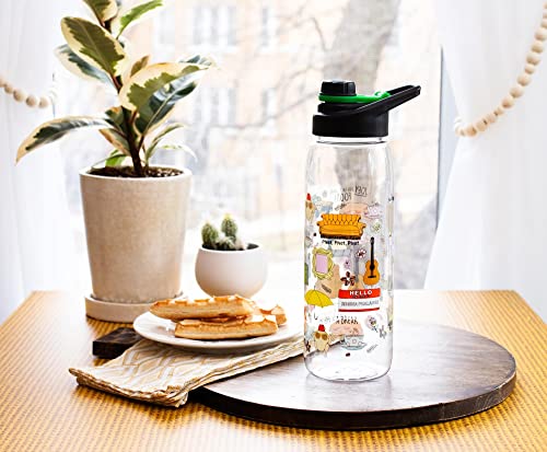Silver Buffalo Friends TV Show Iconic Doodles Tritan Water Bottle, Screw Top Lid, 28 Ounces