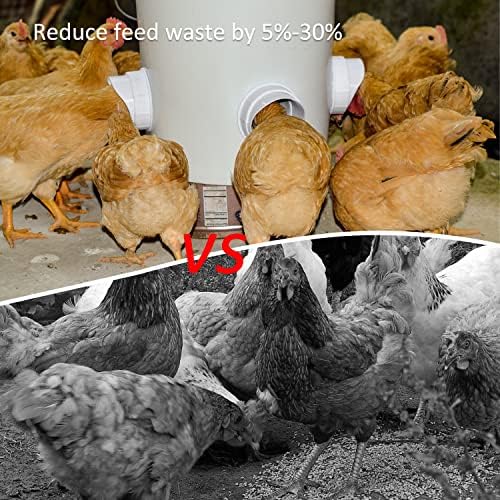 DIY Chicken Feeder and Waterer Automatic Chicken Feeder No Waste Poultry Feeder Kit for Buckets Barrels Bins Troughs, 6 Ports and 6 Water Cups