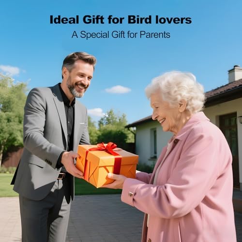 Bird Feeder with Camera,FHD Live View Video,Smart WiFi Bird Feeder Camera with Solar Panel,AI Birds Identification,IP65 Waterproof Birds House with Cam,Instant Arrival Alerts,Ideal Gift for Fathers