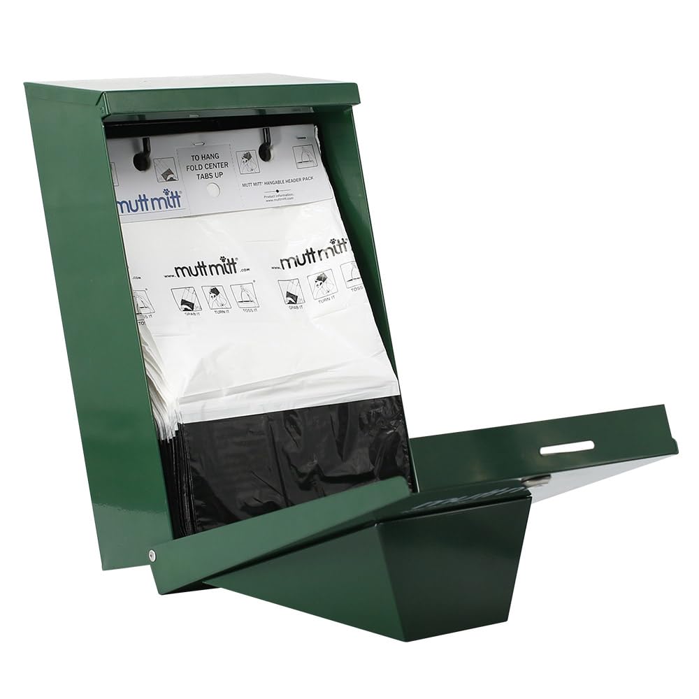Mutt Mitt® Rustproof Commercial Grade Aluminum Low Profile Dog Waste Station with 400 Dog Waste Bags (No Sign) (Green - 2-Ply Bags)