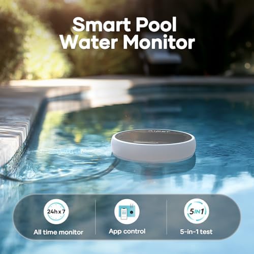 AIPER HydroComm Smart Pool Monitor, 24/7 Digital Water Testing for Pools, Hot Tubs & Spas, 5-in-1 Accurate Testing, App Control, Customized Optimization Tips, White