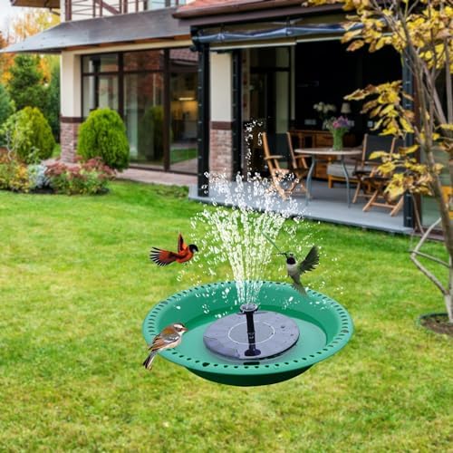 Bird Baths for Outdoors Heavy Duty, 14 inch BirdBath Bowl Only with 25” Rust-Proof Black Chains, Hanging Birds Bath Hanging Bird-Feeder for Garden Backyard Decor (Green 2 Pack)