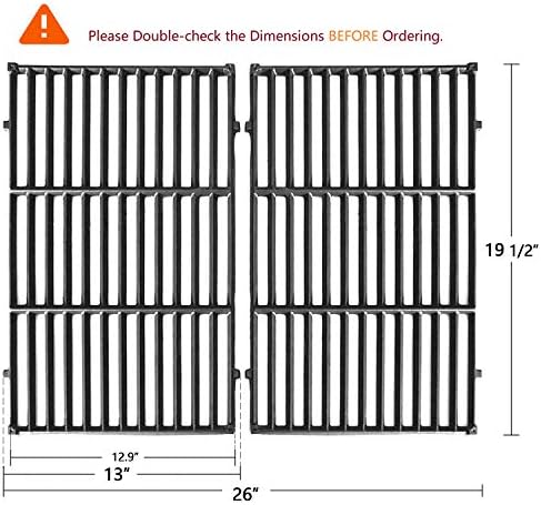Hongso 19.5" Cast Iron Cooking Grid Grates 7524 7528 Grill Replacement Parts for Weber Genesis 300 Series E310 E320 E330 S310 S320 S330 EP310 EP320 EP330 Gas Models (2007-2016 ONLY)