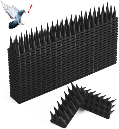 CIIC Bird Spikes, 20 Pack Pigeon Squirrel Raccoon Cat Deterrent Spike Outside Anti Birds Defender Outdoor to Keep Robin Away Roof Fence Window Nest 18.7 Feet(5.7m), Black