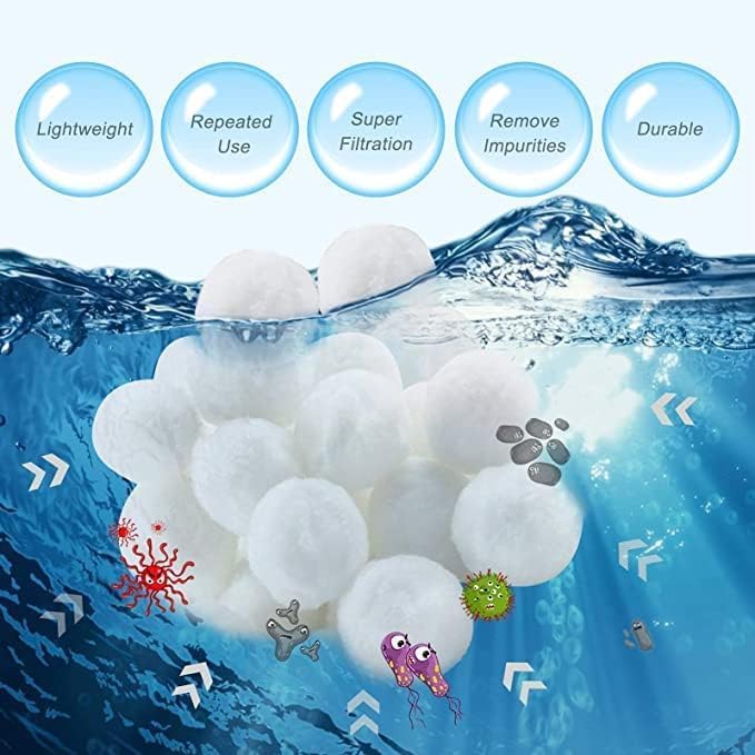 1.5 lbs Pool Filter Balls Eco-Friendly Fiber Filter Media for Swimming Pool Sand Filters (Equals 25kg/50lbs Pool Filter Sand)