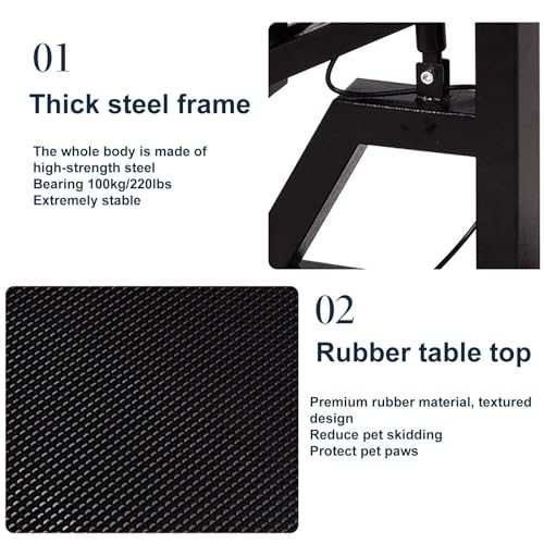 Hydraulic Pet Dog Grooming Table, Heavy Duty with Adjustable Arm and Noose, for Large/Medium Dogs Pets, Range 29-40 Inch, Maximum Capacity Up to 220LBS (Square Table One Size)