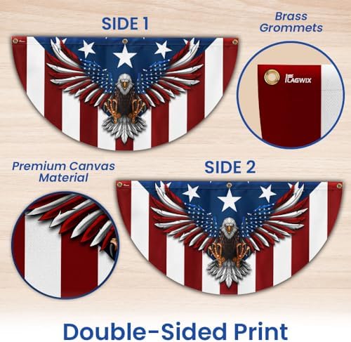 American Flag Patriotic Eagle American Non-Pleated Fan Flag TPT1636F, 1.5x3 ft, 1 Pack Suitable for Outdoor and Indoor