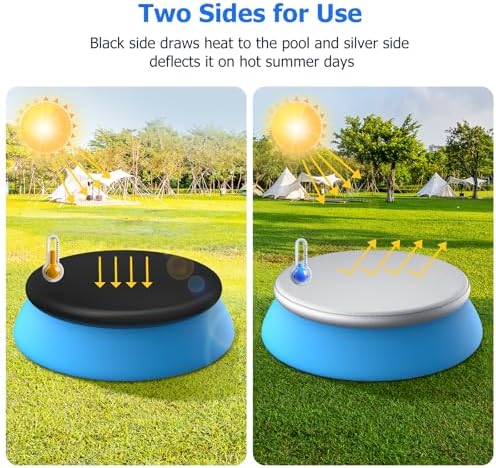 10 ft Round Pool Cover, Compatible with Intex/Bestway Outdoor Round Inflatable Above Ground Swimming Pool, Elastic Bands for Easy Installation, No Drain Holes, Prevent Leaves, Debris and Dust