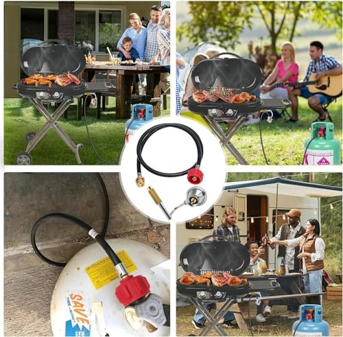 1 lb to 20 lb Propane Adapter Hose & Griddle Regulator Assembly C001 Replacement for Coleman Roadtrip LXX LXE LX Party 5010000743 Accessories, Coleman Roadtrip 9949 Series Griddle Regulator- 4FT