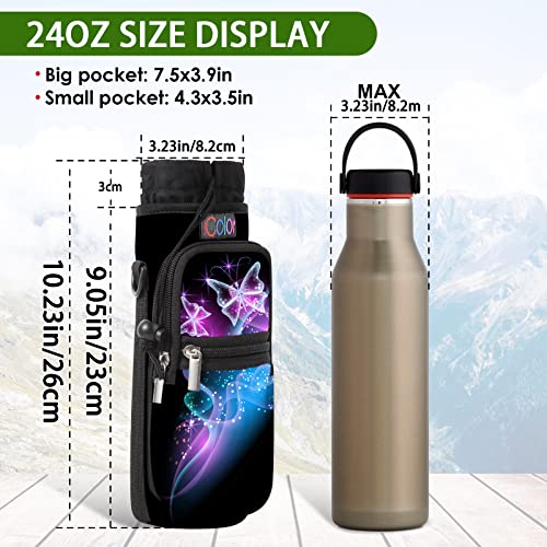 icolor Water Bottle Carrier Bag Holder 25/32/40/64oz,Adjustable Padded Shoulder & Handle Strap Sports Sling Hiking Pack,Insulated Neoprene Wide Mouth Bottle Sleeve