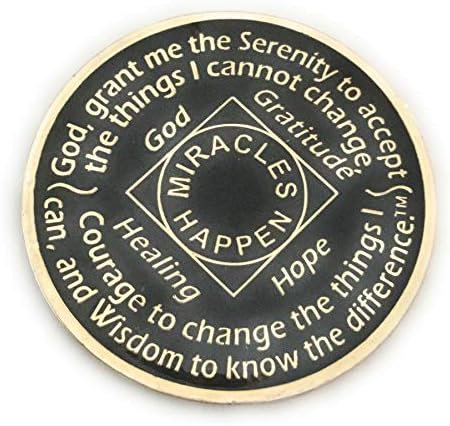 1 Year NA Bling Medallion - Black, Chip, Coin Token, with Swarvoski Crystals