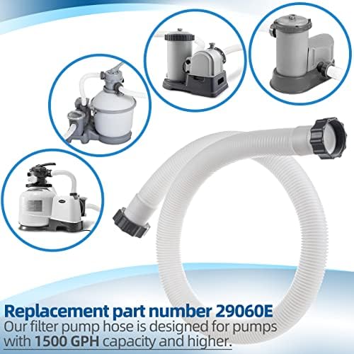 1.5" Pool Pump Hose for Intex Sand Filter Pumps & Saltwater Systems, 29060E Pool Filter Hose for Intex & Coleman Above Ground Pools Parts- 59" Long replacement hoses (Set of 2)