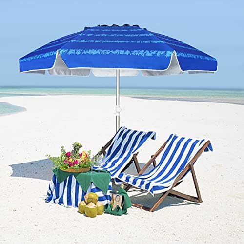 AMMSUN Beach Umbrellas for Sand Heavy Duty Wind Portable, 6.5 ft Beach Umbrella with Sand Anchor & UV Protection, Carry Bag for Outdoor Patio Garden Outdoor, Blue
