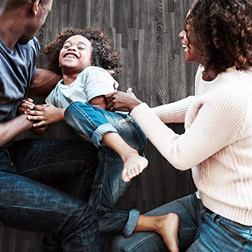 Forest Floor 3/8 Inch Thick Printed Foam Tiles, Premium Wood Grain Interlocking Foam Floor Mats, Anti-Fatigue Flooring – Stylish Flooring Solution, Carbon, 16 Sq Ft