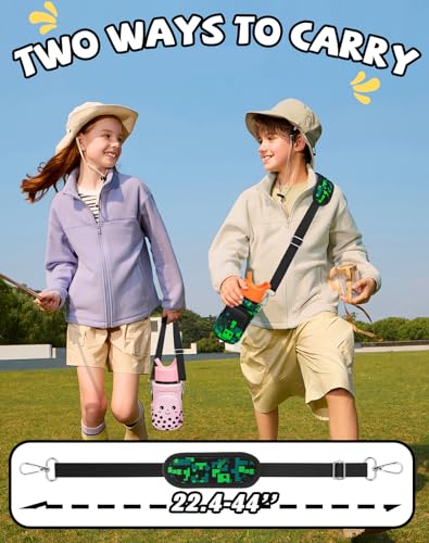 Miss Adola Water Bottle Carrier with Strap Cartoon Water Bottle Bags Holder for Kids Boys Girls Cute Neoprene Insulated Bottle Bag for 10/12/14/16/18Oz Stainless Steel Glass Bottles Sleeve, Castle