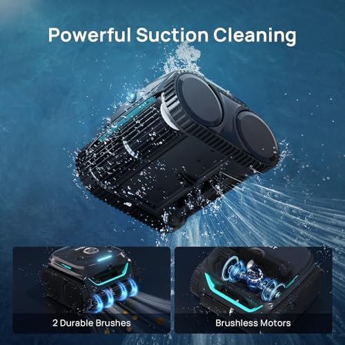(2025 New) WYBOT C2 Vision AI Camera Cordless Pool Vacuum Robot for Inground&Above Pools, 8 Mode Robotic Pool Cleaner, Utra-fine Filtration, Powerful Suction, Wall Climbing, Waterline Cleaning, Black