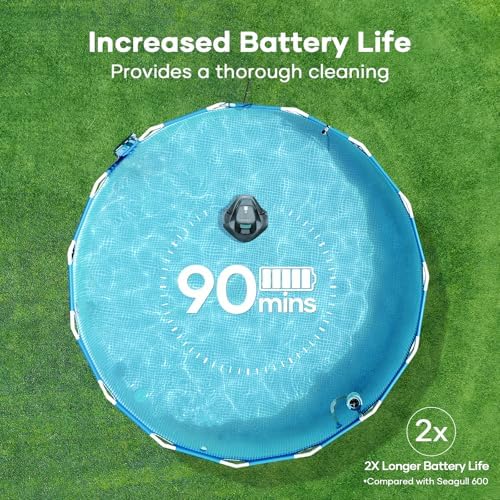 AIPER Cordless Robotic Pool Vacuum, Self-Parking Technology, Portable, Ideal for Above-Ground Flat Pool up to 40 Feet, White (Renewed)