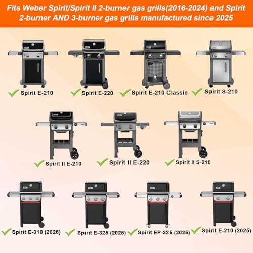 Full Size Griddle Inserts for Weber Spirit 200 Series Gas Grills, 7637 Flat Top Grill Griddle with Handles Replacement Part for Weber GS4 Spirit I & II S-210 E-210 E-220, Carbon steel, Black