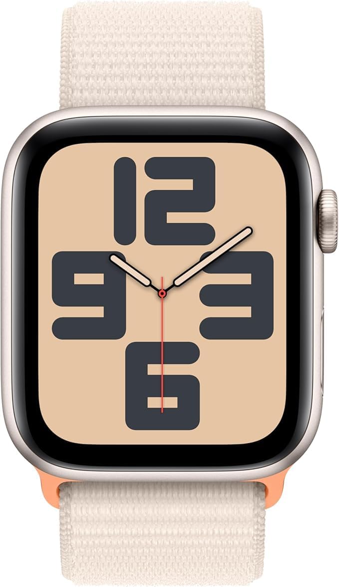 Apple Watch SE (2nd Gen) (GPS + Cellular, 40mm) - Starlight Aluminum Case with Starlight Sport Loop, One Size (Renewed)