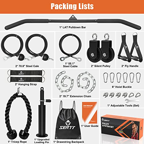 SERTT Weight Pulley System Gym, Pulley Pro Home Cable Pulley System gym for Lat Pull Down, Biceps Curl, Triceps, Shoulders, Back, Forearm Workout, DIY Weight Cable Pulley Attachments for Gym Equipment