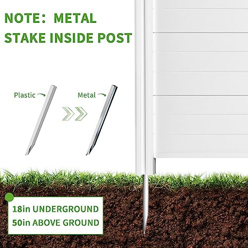 Air Conditioner Fence Privacy Screen 50 "H x 50 "W Trash Can Enclosure，Pool Equipment Enclosure White Outdoor Privacy Vinyl Fence Panels for Outside（2 Panels with Metal Stake）